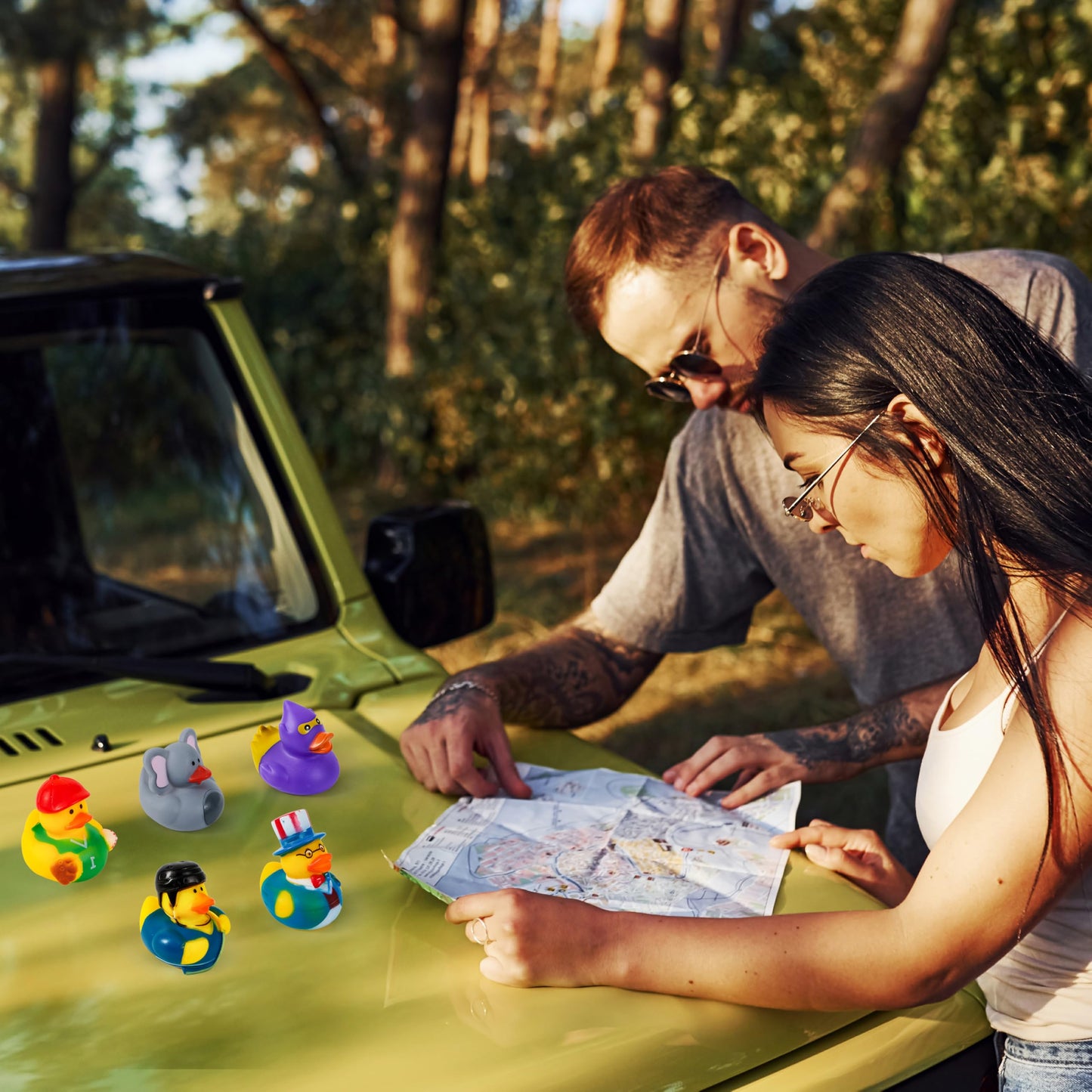 JOYIN 30 Pcs Rubber Ducks, Random Assortment Ducks Bulk with Mesh Carry Bag, Mini Rubber Duckies for Baby Bath Toys, Kids Toddler Summer Pool Toys Birthday Gifts Party Favors