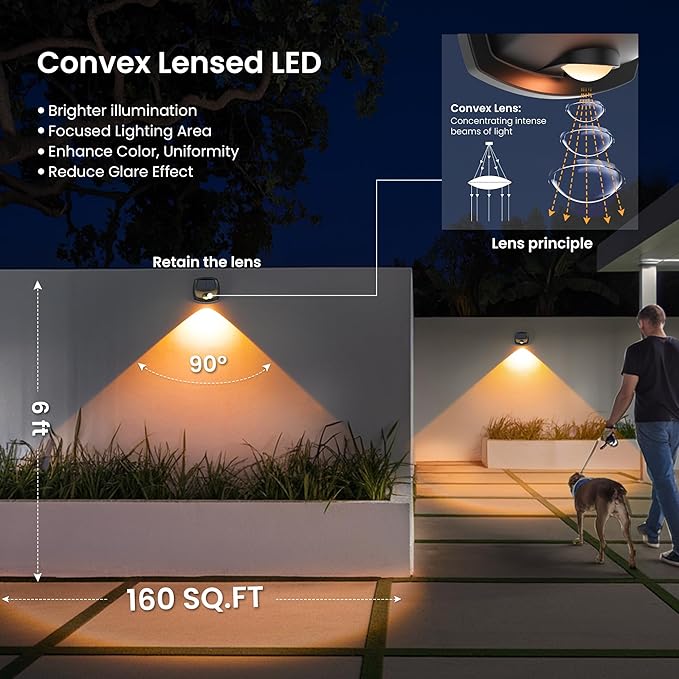 SOLPEX Solar Lights Outdoor Waterproof IP65, Solar Stair Lights Outdoor for Fence, Deck, Step, RGB Multicolor LED 11 Lighting Modes House Wall Light for Porch, Backyard, Fence, Garden Decor-12 Pack