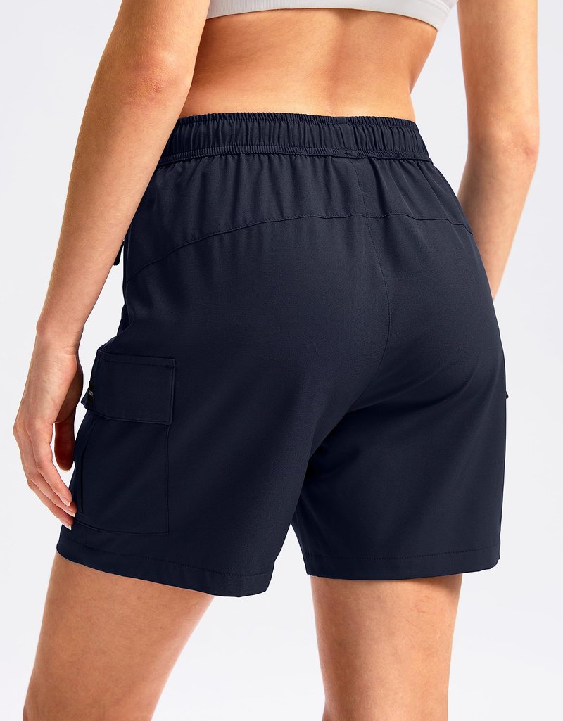 SANTINY Women's 5''/ 7''/9'' Hiking Cargo Shorts Quick Dry Lightweight Summer Shorts for Women Athletic Golf Zipper Pockets(Navy_XS)