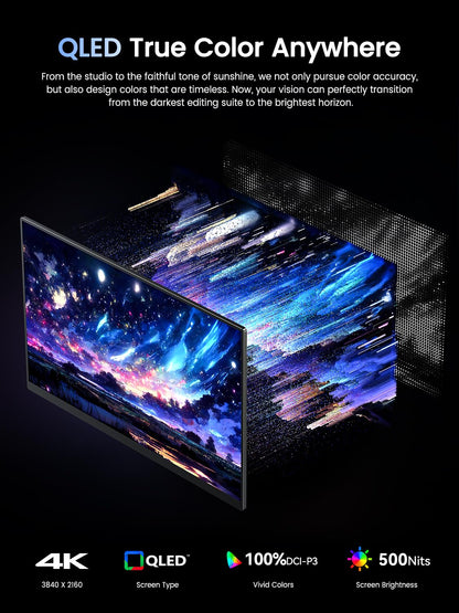 UPERFECT Portable Monitor 18.5 inch 120HZ 125% sRGB 1080P w/VESA & Stand, Large Portable Monitor FreeSync IPS HDR Gaming Display, HDMI USB C Travel Second Screen for Laptop MacBook