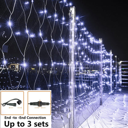 Joomer Christmas Net Lights - 12FT x 5FT 360 LED Plug-in Mesh Lights, Waterproof with 8 Modes, Timer, Connectable for Bushes, Trees, Garden, Outdoor Christmas Decor (Green Wire, White)