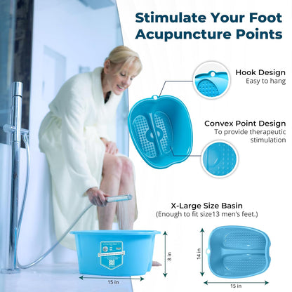 American Wellness Authority AWA Extra Large foot bath basin - Sturdy plastic soak tub For Soaking feet and Pedicure At Home Spa Kit Women Men (Grey Basin), 1.0 Count