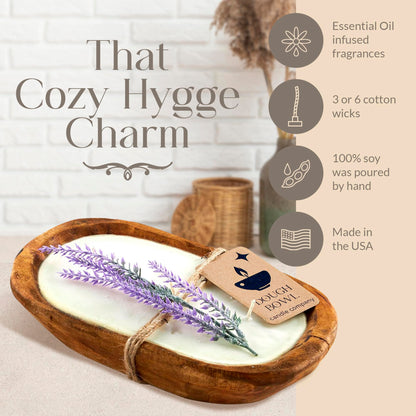 Dough Bowl Candle Co. Pumpkin Spice Soy Candle - 3 Wick Rustic Farmhouse Coffee Table Decor, Odor Eliminator in Wooden Bowls, 20 Ounce Wooden Dough Bowl Candle, All-Natural Gifts for Women and Men