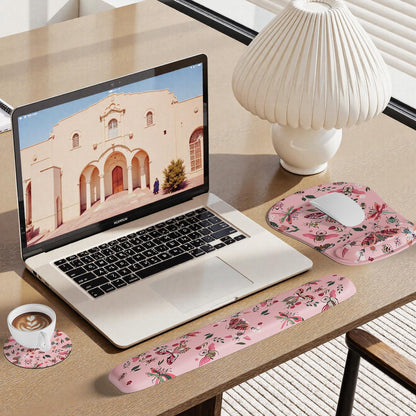 HAOCOO Gel Mouse Pad with Wrist Rest, Ergonomic Keyboard Wrist Rest Memory Foam for Computer Keyboard, 3 in 1 Mouse pad Set with Non-Slip PU Base, Easy Typing & Pain Relief (Pink)