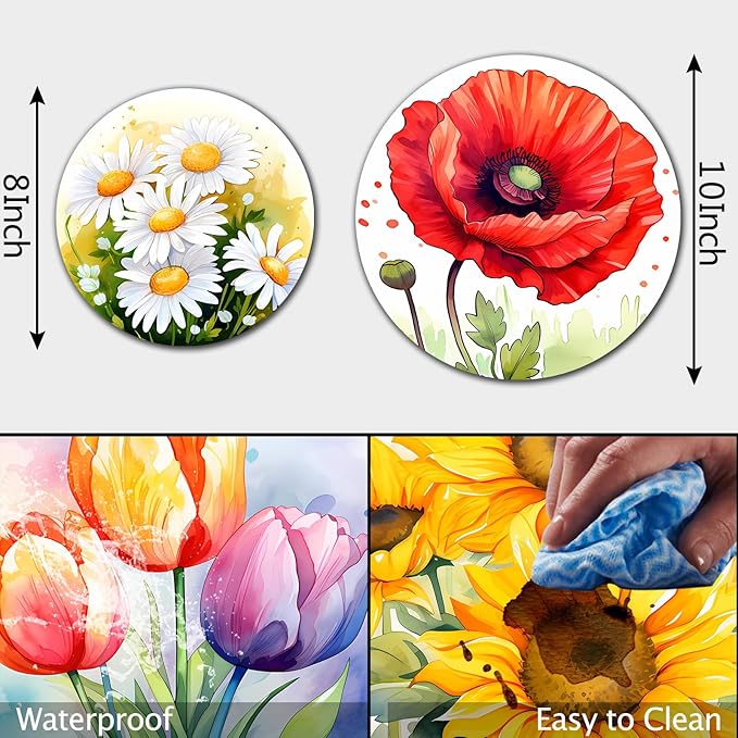Flowers Stove Burner Covers, Dining Room Gas Stove Burner Covers 8 ＆10 Inches Stove Top Covers Electric Stove 4 Pcs Metal Stove Cover Gas Stove Top Covers, Cooktop Decorative,Home Kitchen Decorations