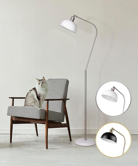 HarvestLand Halo Brass Floor Reading Lamp – Adjustable Pharmacy Floor Lamp with Solid Base, Reading Lamps Floor Standing, White Floor Lamp for Living Room or Over Chair Use, Bedroom, Antique Décor