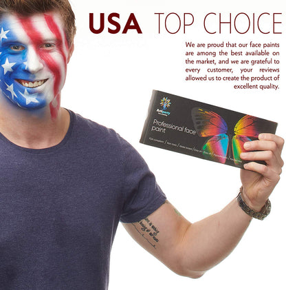 Face Paint Kit – Easy to Apply & Remove – Dermatologically Tested – Water Activated – Non-Toxic & Hypoallergenic – Professional Face Painting Kit for Kids & Adults