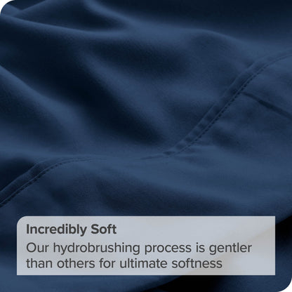 Bare Home Extra Long Flat Sheet - Premium 1800 Ultra-Soft - Hotel Luxury - Double Brushed - Easy Care - 1 Extra Long Flat Sheet Only (Twin/Twin XL, Dark Blue)