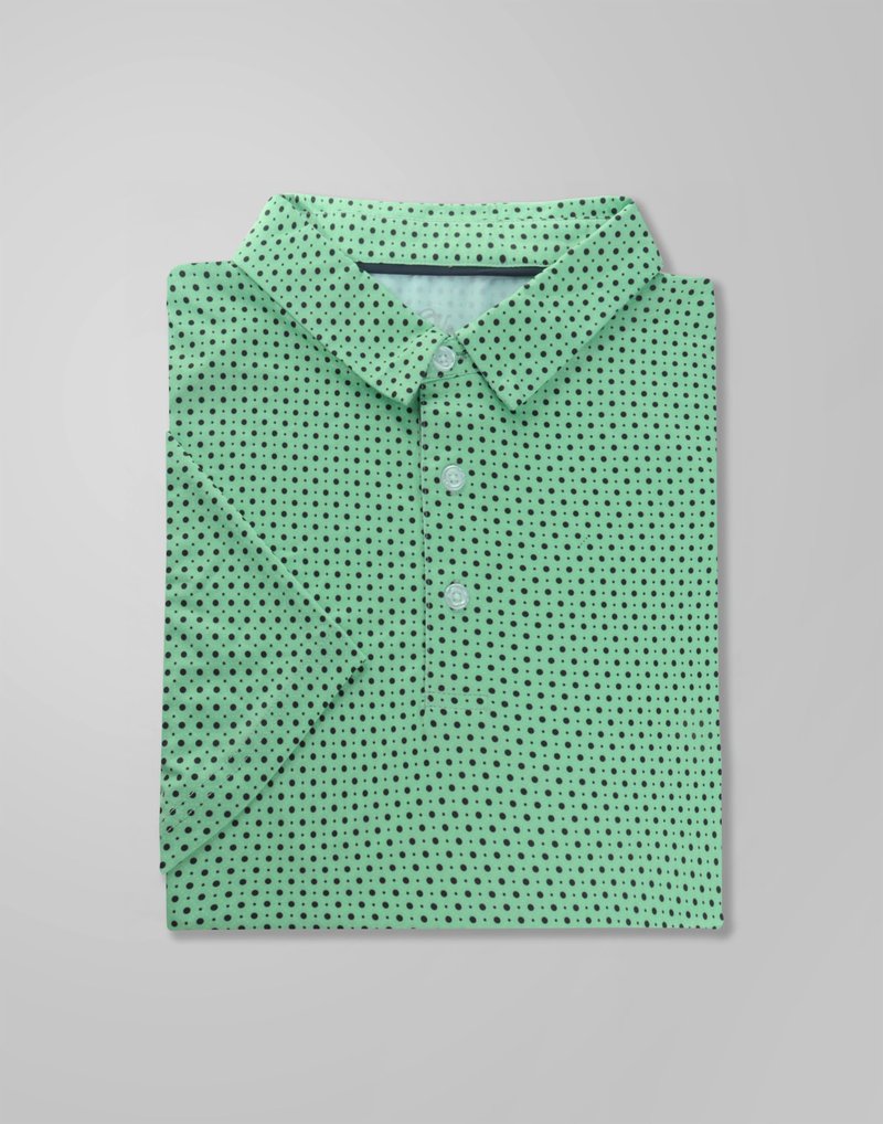 Obla Mens Golf Polo Shirts Short Sleeve Dry Fit Performance Moisture Wicking Casual Print Collared Golf Shirts for Men (Green Dot_XXL)