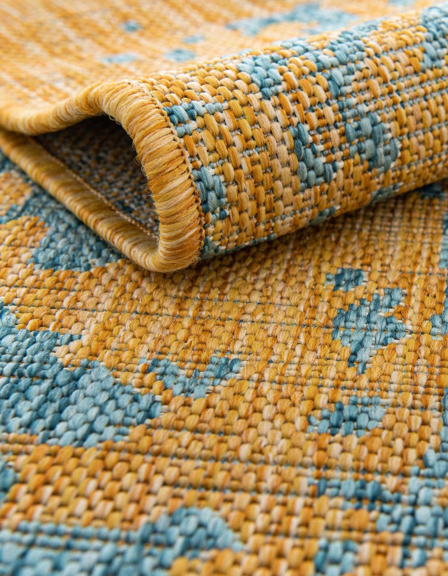 Unique Loom Jill Zarin Jill Zarin Outdoor Collection Area Rug - Dubai (3' 3" x 5' 3" Rectangle, Yellow and Aqua/Light Blue)