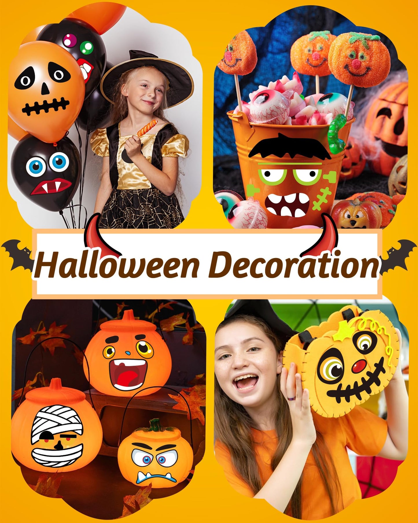 Oomloid Halloween Pumpkin Stickers for Kids, 88 Funny Face Pumpkin Decorating Kit, Halloween Crafts Games Halloween Pumpkin Painting Kit for Halloween Party Decorations