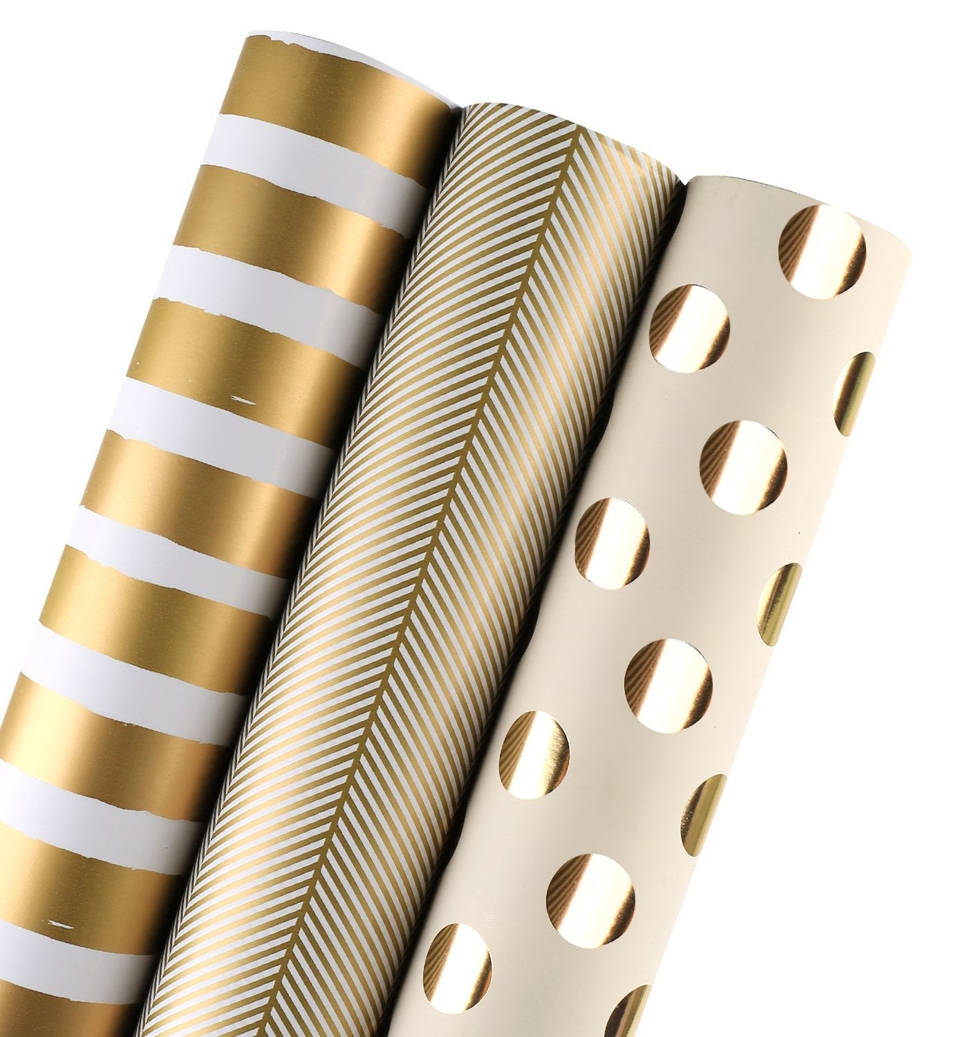 WRAPAHOLIC 30 Inch Gold Wrapping Paper Roll - Jumbo Roll Gold Gift Wrapping Paper for Christmas, Birthday, Holiday, Wedding, Baby Shower - 3 Rolls - 30 inch x 120 inch Per Roll