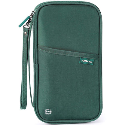 VanFn Travel Wallet Family Passport Holder RFID Blocking Travel Document Organiser Waterproof Holiday Passport Case Men Women for ID Card, Credit Cards, Flight Tickets, Money, Coins (Green)