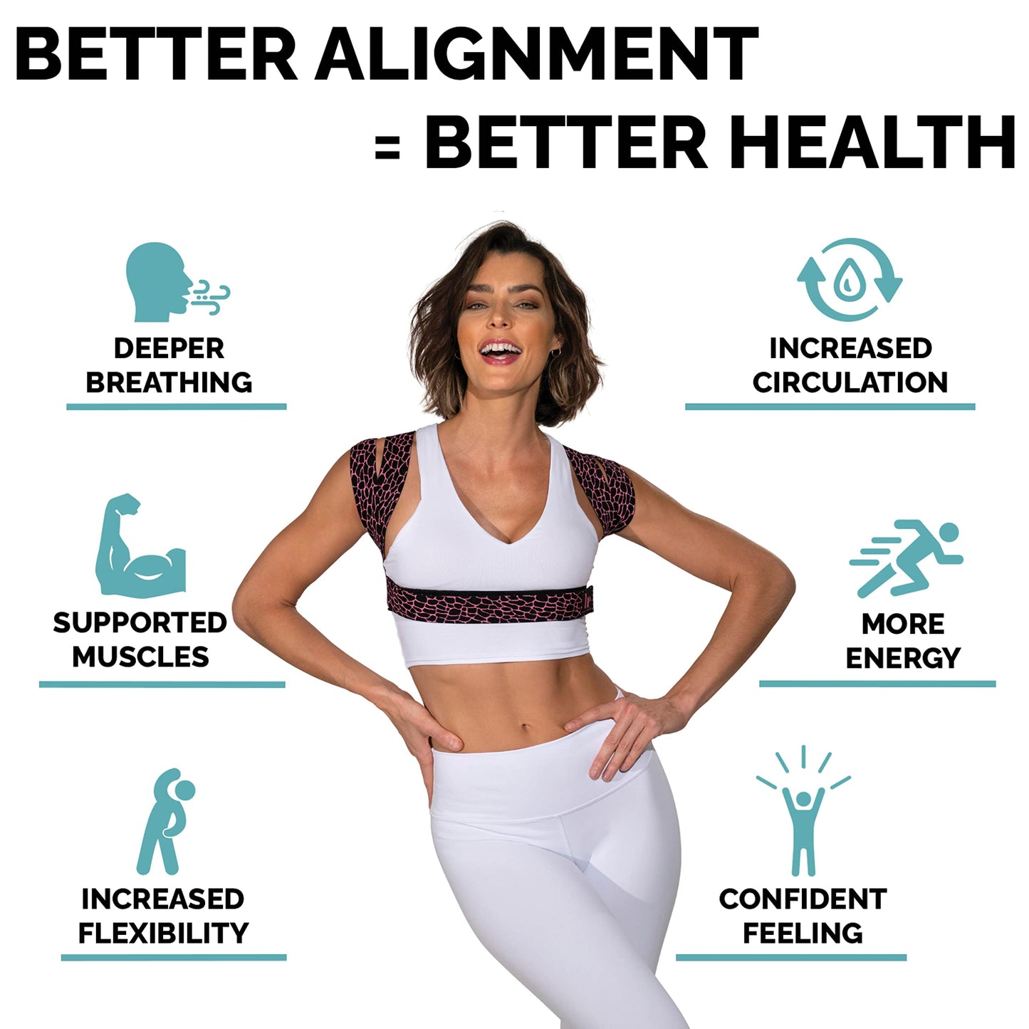 BackEmbrace Posture Corrector for Women and Men - Made in USA - Slim and Adjustable Shoulder Brace - Back Brace for Back Pain Relief - Pink Pebble M/L