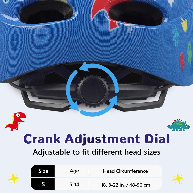 Kids/Youth Bike Helmet for Boys Girls and Teens, Adjustable and Multi-Sport for Bicycle, Kick Scooter, Skateboard, Roller/Inline Skate (Dinosaur)