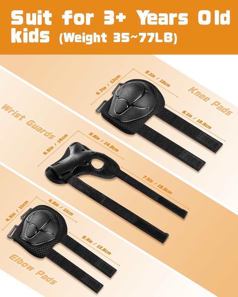Kids Protective Gear Set - Knee & Elbow Pads with Wrist Guards for Ages 3-8 | Durable 3-in-1 Skating & Cycling Protection, Includes Organizer Bag