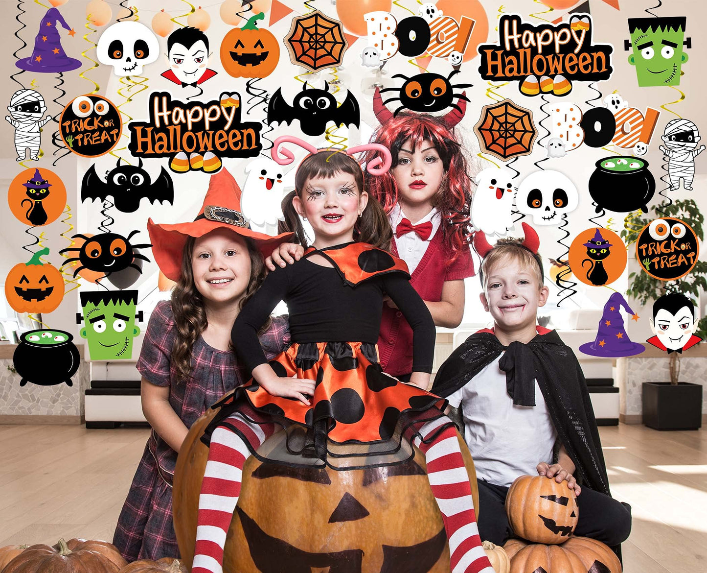 Halloween Hanging Decorations 68PCS Halloween Decorations for Classroom Hanging Ghost Pumpkin Ceiling Decor Indoor