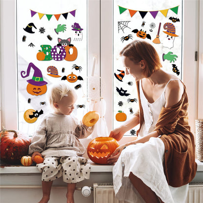 232 Pcs Halloween Decorations Window Clings Decals, 10 Sheet Large Halloween Black Spiders/Cute Pumpkins Stickers Decorations, Halloween Window Stickers for Kids/School/Home/Office Supplies