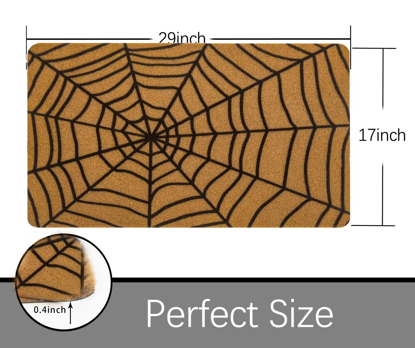 Halloween-Decor Spider-Web Welcome-Doormat for Outdoor-Entrance - Non-Slip Backing Coir-Front-Door-Mat 17x30 inch Fall-Holiday-Door-Mat