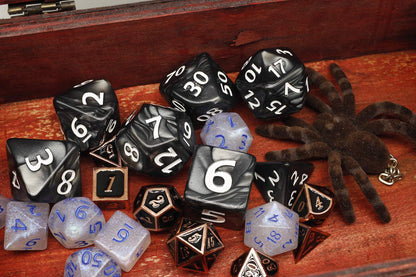 Dungeons and Dragons D&D Giant Black 25mm Polyhedral Dice Set - RPG Dice Bag, Pathfinder, MTG