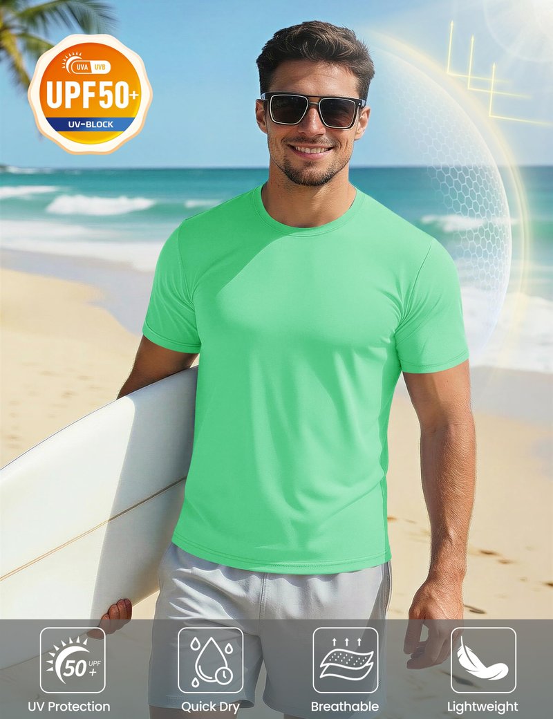Short Sleeve Shirts for Men Dry Fit Moisture Wicking Tshirts Active Athletic Performance Shirts Workout Running T-Shirt Mint Green