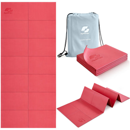 GymCope Foldable Yoga Mat for Travel, 68"x24" Folding Travel Gym Mat for Women Yoga Studio, Packable and Portable Pilates Mat with Storage Bag Easy to Carry, Lightweight Travel Workout Mat, 2mm/4mm