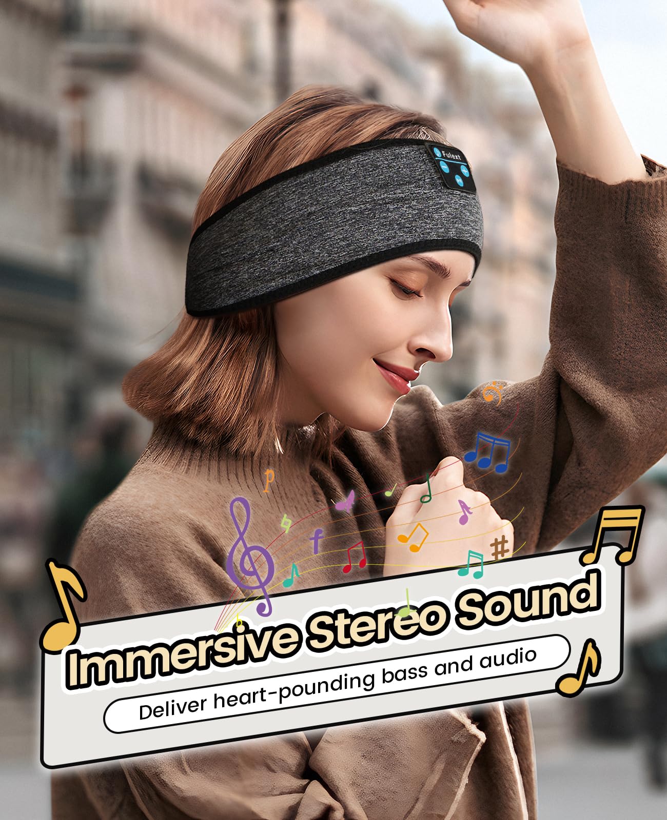 Fulext Sleep Headband - Bluetooth Sleep Headphones for Side Sleepers, Reduce Snoring Disturbance, Sports & Tech/Birthday Gift for Women, Men, Mom, Dad