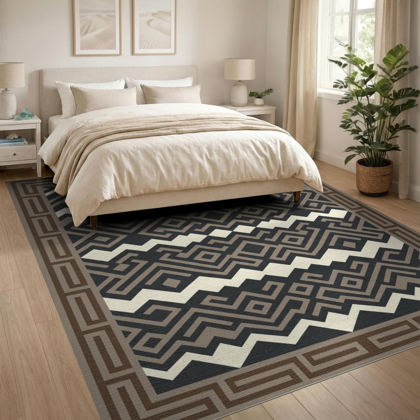 ODIKA 8'x10' Dirt Contemporary Trapper Door Displaying Structured Trapping Washable Area Rug Non-Slip Flatwoven for Living Room, Under Sectional, Family Room