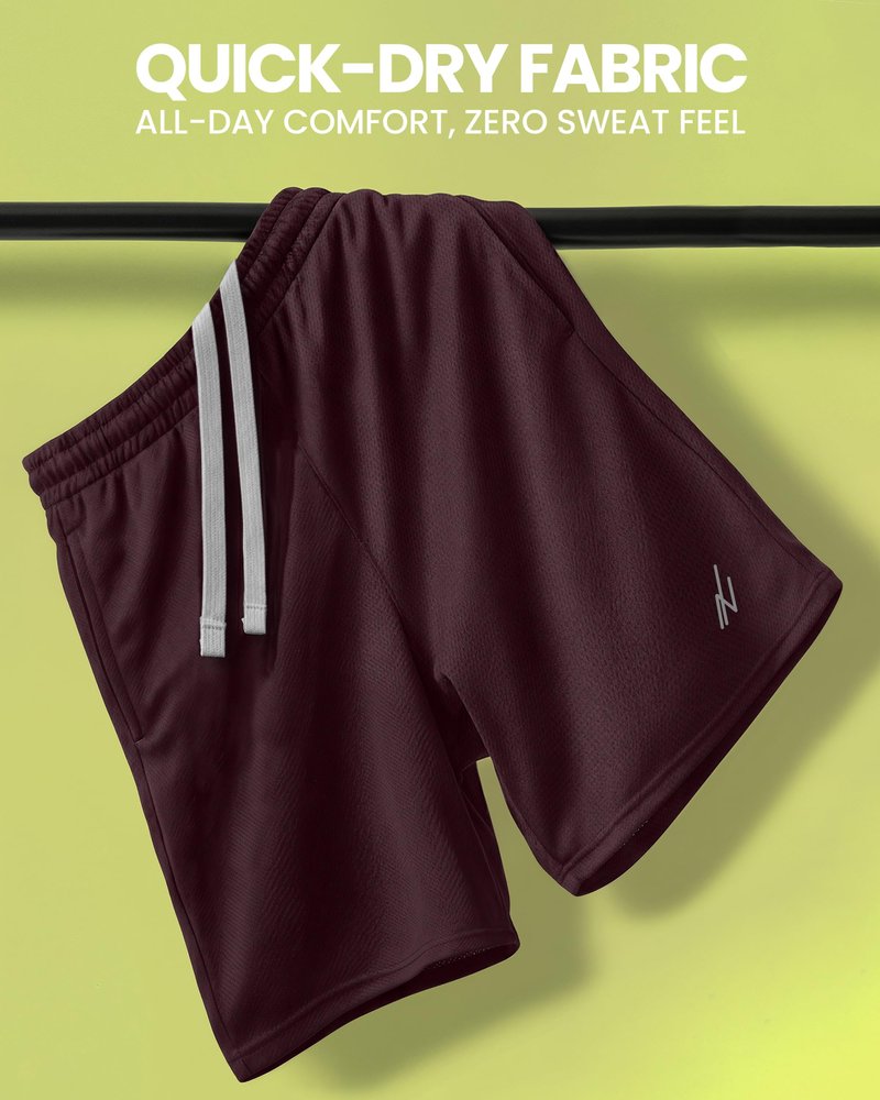 NY Threads Men's Athletic Shorts Quick Dry Loose-Fit Lightweight Running Workout Gym Shorts with Pockets, Small, Burgundy