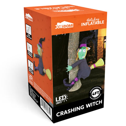 Joiedomi 4FT Halloween Inflatable Witch with Build-in LED Lights - Outdoor Blow Up Decor for Yard, Trees & Parties | Witch Decorations, Waterproof Halloween Inflatables Outdoor, Blow Up Yard Decor