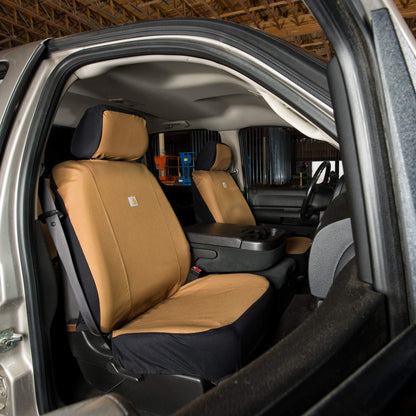 Carhartt Universal Nylon Duck Canvas Fitted Bucket Seat Covers, Durable Seat Protection with Rain Defender, Carhartt Brown, One Size