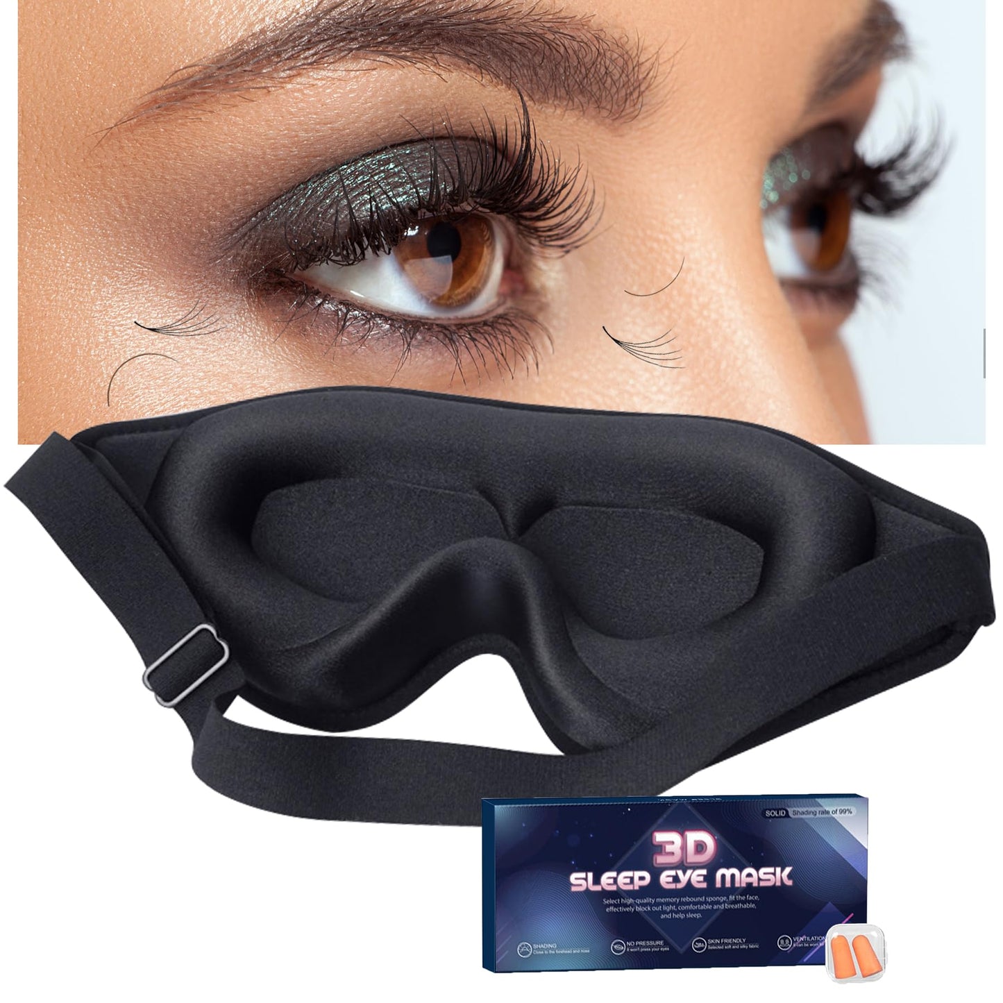 Eye Mask for Lash Extensions, Sleep Mask for Lash Extensions for Women Men, Zero Eye Pressure 3D Contoured Lash Extension Sleep Mask, Lash Protector Breathable Soft Shade Cover for Travel Yoga Nap