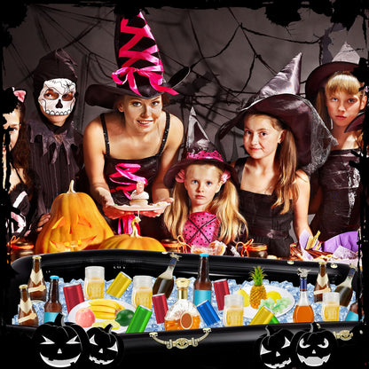 Aoriher 52 Inch Halloween Inflatable Coffin Cooler Fake Coffin Floatie Drink Ice Chest Buffet Bucket Beverage Cooler for Pool Picnic Halloween Party Decoration
