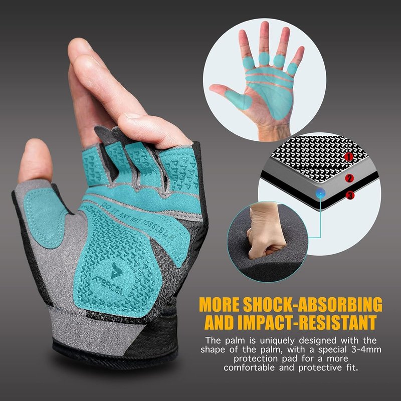 ATERCEL Weight Lifting Gloves Full Palm Protection, Workout Gloves for Gym, Cycling, Exercise, Breathable, Super Lightweight for Men and Women(Gray, L)