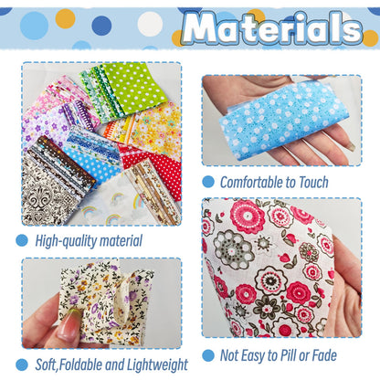 200 Pcs 4" x 4" (10cm x 10cm) Cotton Craft Fabric Bundle Squares,Sewing Scrapbooking Quilting Dot Pattern,DIY Patchwork Fabric Sets for Craft Cloths Handmade Accessories