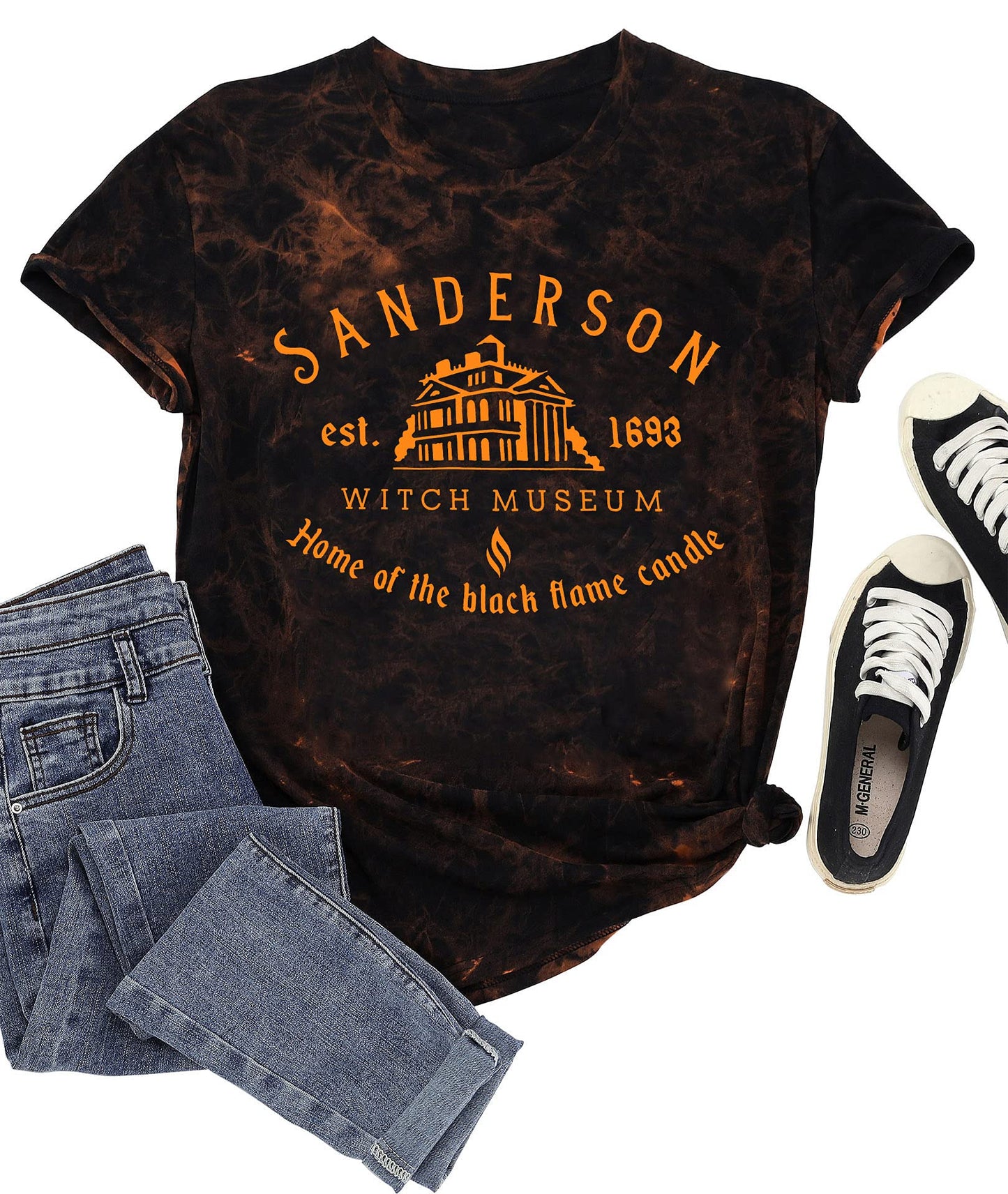 Halloween T Shirt Women Sanderson Letter Print Graphic T-Shirt Hocus Pocus Tees Tops (TD Black, XX-Large)