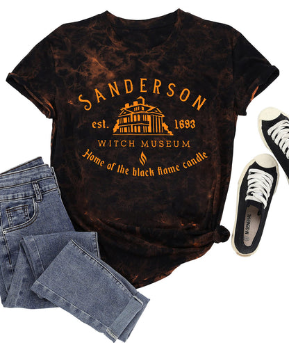Halloween T Shirt Women Sanderson Letter Print Graphic T-Shirt Hocus Pocus Tees Tops (TD Black, XX-Large)