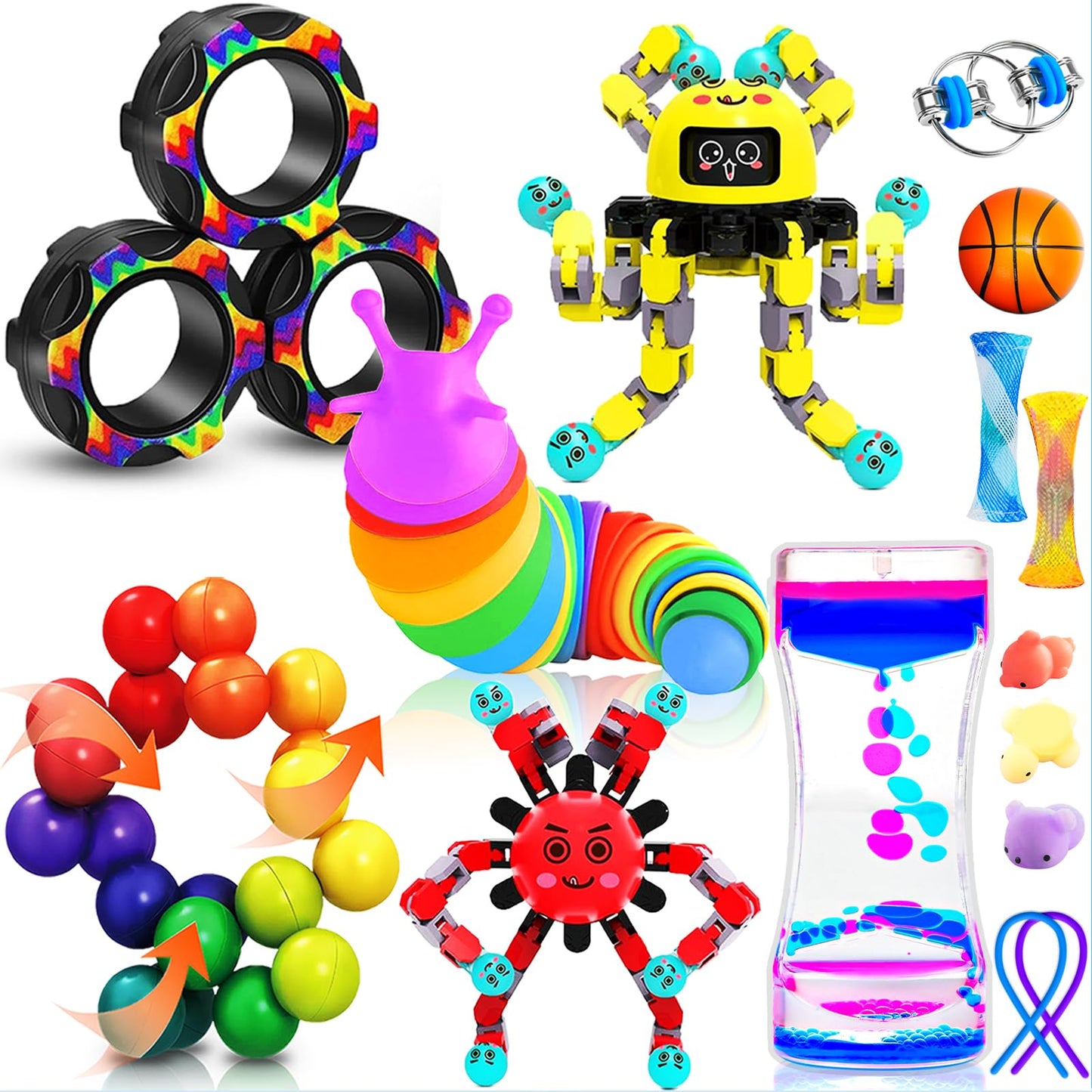 15 Pack Fidget Toys Bulk For Adults Kids Age 5-7, 8-12, Quiet Figette For Classroom ADHD Tools Calm Down Sensory Autism Stress Anxiety Item Autistic Fidgets Set School Party Favors Gifts Box For Teens