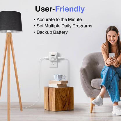 BN-LINK 7-Day Heavy Duty Digital Programmable Timer, 120V, 60Hz, Dual Outlet forLight, ETL Listed (2-Pack)