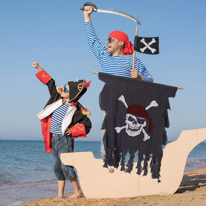Tatuo 2 Pieces Pirate Flag Halloween Pirate Party Decorations 3 x 2.5 Feet Weathered Retro Creepy Ragged Jolly Roger Flag Skull Bones Banner for Halloween Party Decorations, Kids Room Decor