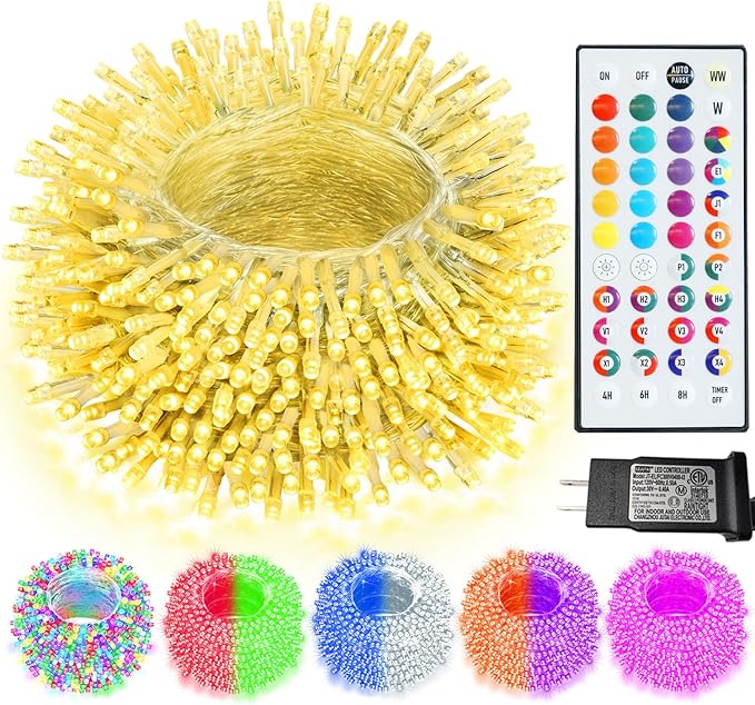 Color Changing Christmas String Lights with Remote, 35 Colors 66FT 200LED String Lights Outdoor Decoration, Indoor Connectable Fairy Lights Plug in for XMAS Tree Thanksgiving Christmas Decoration