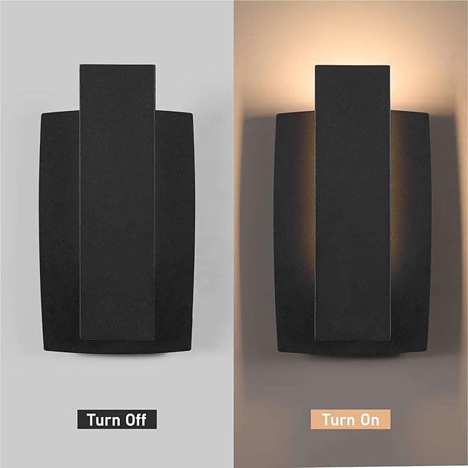 LamQee Modern Outdoor Wall Lights For House LED Integrated, Aluminum Outdoor Porch Light Fixture Wall Mount, 3000K 10W Exterior Wall Sconce Lighting Patio Front Door Garage Indoor, 2 Pack, Matte Black