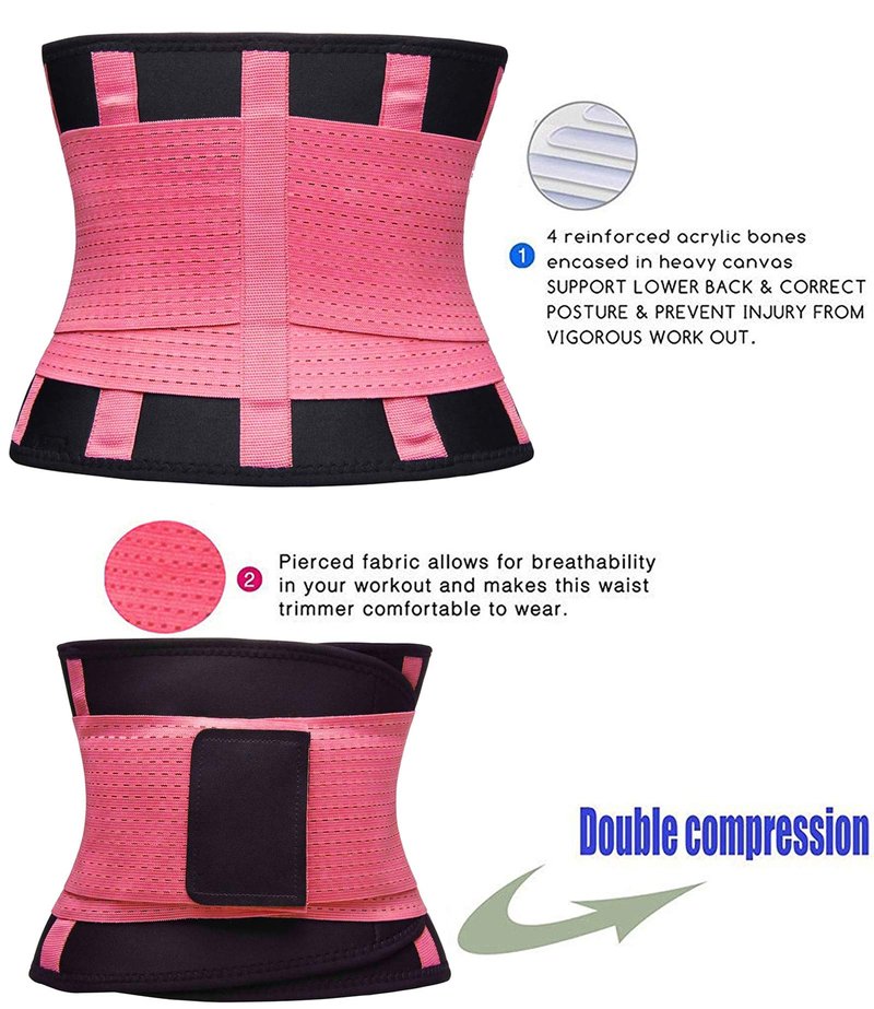 VENUZOR Waist Trainer Belt for Women - Waist Cincher Trimmer - Slimming Body Shaper Belt - Sport Girdle Belt (UP Graded)(Pink,Small)