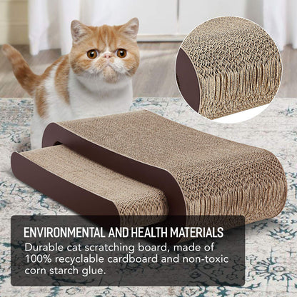 FluffyDream 2in1 Cat Scratcher Cardboard Lounge Bed, Cat Scratching Board, Durable Board Pads Prevents Furniture Damage