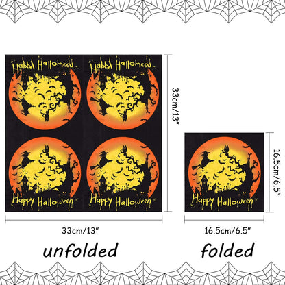 ASTARON 60 Pack Halloween Napkins 13"× 13", Disposable Paper Cocktail Napkins for Halloween Table Decorations Party Supplies
