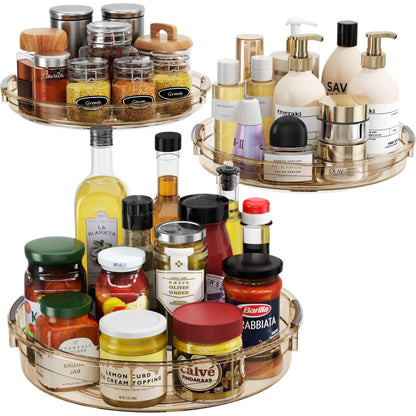 LAMU 3 Pack Lazy Susan Organizer Turntable for Cabinet, Rotating Condiment Organizer for Kitchen Pantry Organizers and Storage, Table Top, Fridge, Countertop, Spice Organization, 9.25'' 10.6'' 12''