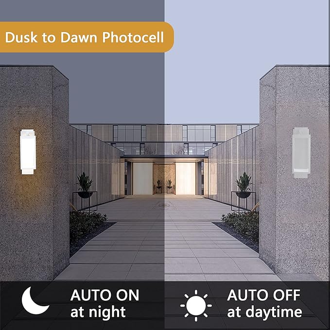 Modern Outdoor Light Fixtures Dusk to Dawn Outdoor Lighting 2 Pack,15" Exterior Wall Sconce, Porch Light, Garage Lights Wall Lamp, Waterproof Outdoor Lights for House,Garden, Front Door