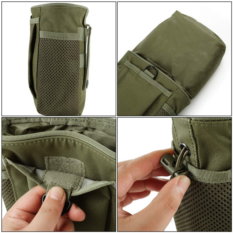 FRTKK Tactical Molle Drawstring Magazine Dump Pouch Outdoor Ammo Pouch, Adjustable Military Utility Belt Fanny Hip Holster Bag (2 Pack-Army Green)
