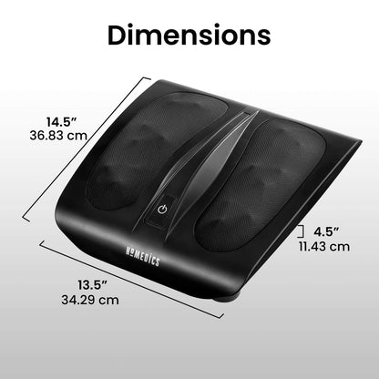 HoMedics, Triple Action Shiatsu Foot Massager with Heat | Deep-Kneading Rotating Heads & Soothing Heat | Large Design, Breathable Fabric & Toe Controls, Black