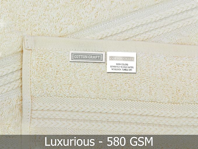 Cotton Craft Ultra Soft 12 Pack Wash Cloths 12x12 Ivory Weighs 2 Ounces Each